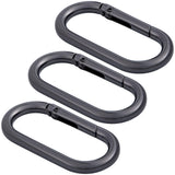 STSTR 3 PCS Oval Spring Ring Clips, Black Metal Keyring Purse Clip, Heavy Duty Opening O Ring Carabiner for Keychains, Buckle Cl