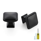 Ravinte Decor 30 Pack Black Cabinet Knobs - 1.2 Square Drawer Knobs for Kitchen, Dresser, Cabinets - Matte Black Solid Hardware