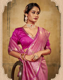 Satrani Womens Banarasi Silk Blend Saree (2786S101N_Pink)
