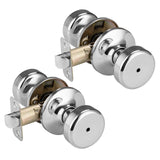 STARPY Black Door Knobs, Pismo Door Knob with Lock, Privacy Door Handles Interior for Bath & Bed (Privacy, Bright Chrome, 2)