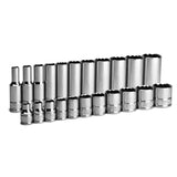 Capri Tools 3/8 in. Drive 12Point Shallow and Deep Socket Set, SAE, 1/4 to 7/8 in, 22Piece