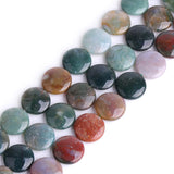 GEM-Inside Natural 20mm Coin Indian Agate Gemstone Loose Beads Energy Stone Handmade Beads for Jewelry Making Jewelry Beading Su