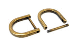 VersaKits 4 Pcs Heavy Duty D Rings Screw in Shackle 3/4 Inch Bronze U Shape Replacement D Ring for Purse Keychain Dog Collar