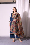Gosriki Women'S Cotton Printed Straight Kurti With Palazzos & Dupatta Set (Reema Maroon_S-Go_Maroon_Small),Maroon,,B09PZ1BHXM