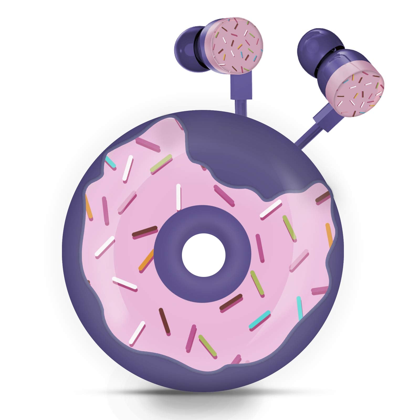 Qearfun Donut Earbuds For Kids, Cute Earbud & In-Ear Headphones Wired Gift For School Girls And Boys With Microphone And Lovely 