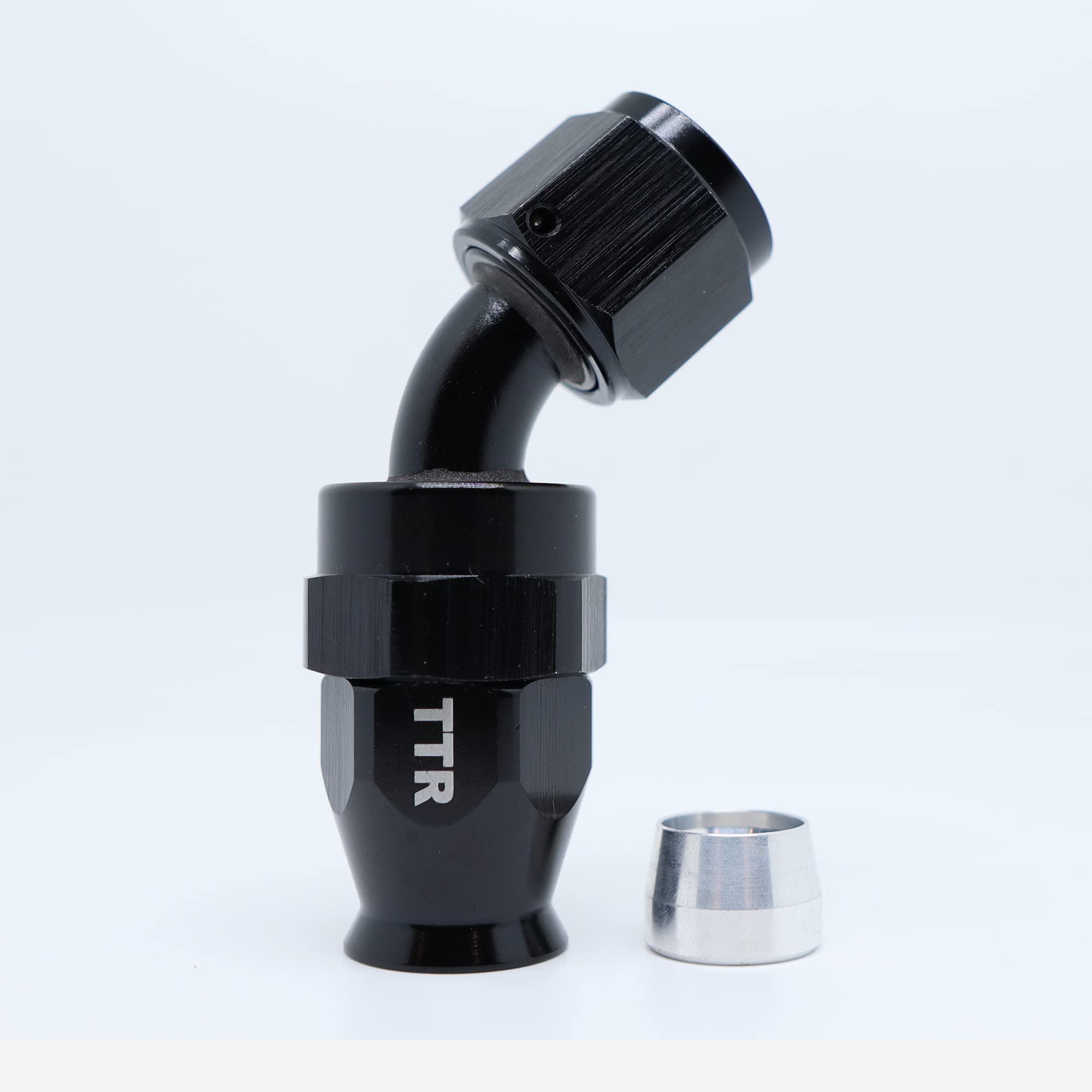 AN-6 6AN AN6 45 Degree PTFE Reusable Swivel Fitting Hose End Grade A Black 80-045-06BK