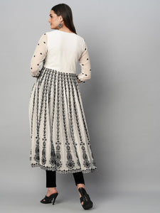 Gosriki Women'S Cotton Blend Anarkali Chikankari Embroidered Kurti (Dori Kali White-Gs_Xl_White_X-Large),White,,B0CGD856RV