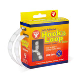 Hygloss Products Self Adhesive Coins 100 Hook and Loop Fastener Sticky Dots With Dispenser 5/8 Inches, White