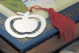 Apple Bookmark With Red Tassel In Nickel Plated