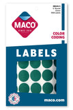 MACO Green Round Color Coding Labels, 3/4 Inches in Diameter, 1000 Per Box (MR12125)