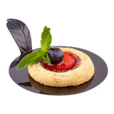 Restaurantware 3 x 3 x 1 Inch Round Appetizer Plates 100 Disposable Pastry Plates - Built-In Handle Premium Black Plastic Desser