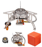 DZRZVD Windproof Portable Backpacking Stove Burner with Piezo Ignition,Stove Adapter,Plastic Storage Box,Strong Firepower,Lightw