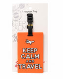 Silicone Luggage Tag For Suitcases & Travel Bags Durable Keep Calm And Travel Baggage Identifier With Adjustable Strap & Id Ca