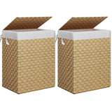 Foldable Laundry Hamper Basket with Lid by Fiona's magic, Handwoven 96L Large Clothes Hamper with Removable Liner Bags, Collapsi