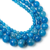 Yochus 60pcs Smooth Natural Blue Agate Beads
