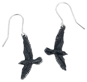 Alchemy Gothic Black Raven Earrings Fashion Jewelry