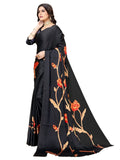 Rangita Women Abstract Printed Crepe Saree With Blouse Piece - Black (Size 5.5 Mtr)