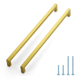 JOY DECOR 2 Pack Gold Cabinet Handles, 13-4/5 Inch Hole Center Cabinet Pulls - Square Stainless Steel Kitchen Knobs for Drawers,