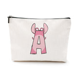 LONGXIN Cute Cartoon Gifts Initial Personalized Makeup Bag Monogrammed Cosmetic Bags Birthday Christmas Gifts for Women Girls (A