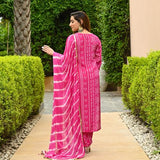 Anni Designer Women'S Cotton Blend Straight Printed Kurta With Pant & Dupatta (Out Pink_Xl_Pink_X-Large),Pink,XL,Cotton Blend,Regular,Dupatta