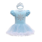 Baby Girls Princess Elsa Costume for Infant Romper Onesie Babysuit Birthday Christmas Halloween with Headband 12-18Months(E23-95