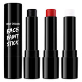 BADCOLOR 3PCS Face Paint Kit Sticks, Black White Red Eye Black Sticks Face Body Paint Makeup for Clown Sports Professional Hallo