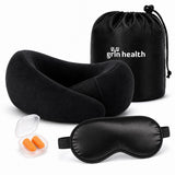 Grin Health Neck Pillow For Travelling With Eye Mask | Memory Foam Neck Support Cushion | Chin & Side Adjustable Headrest Ergono
