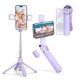 MQOUNY Mini iPhone Tripod Stand & Selfie Stick with Wireless Remote & Removable Light, Extendable Stand 360 Rotation Compatible 