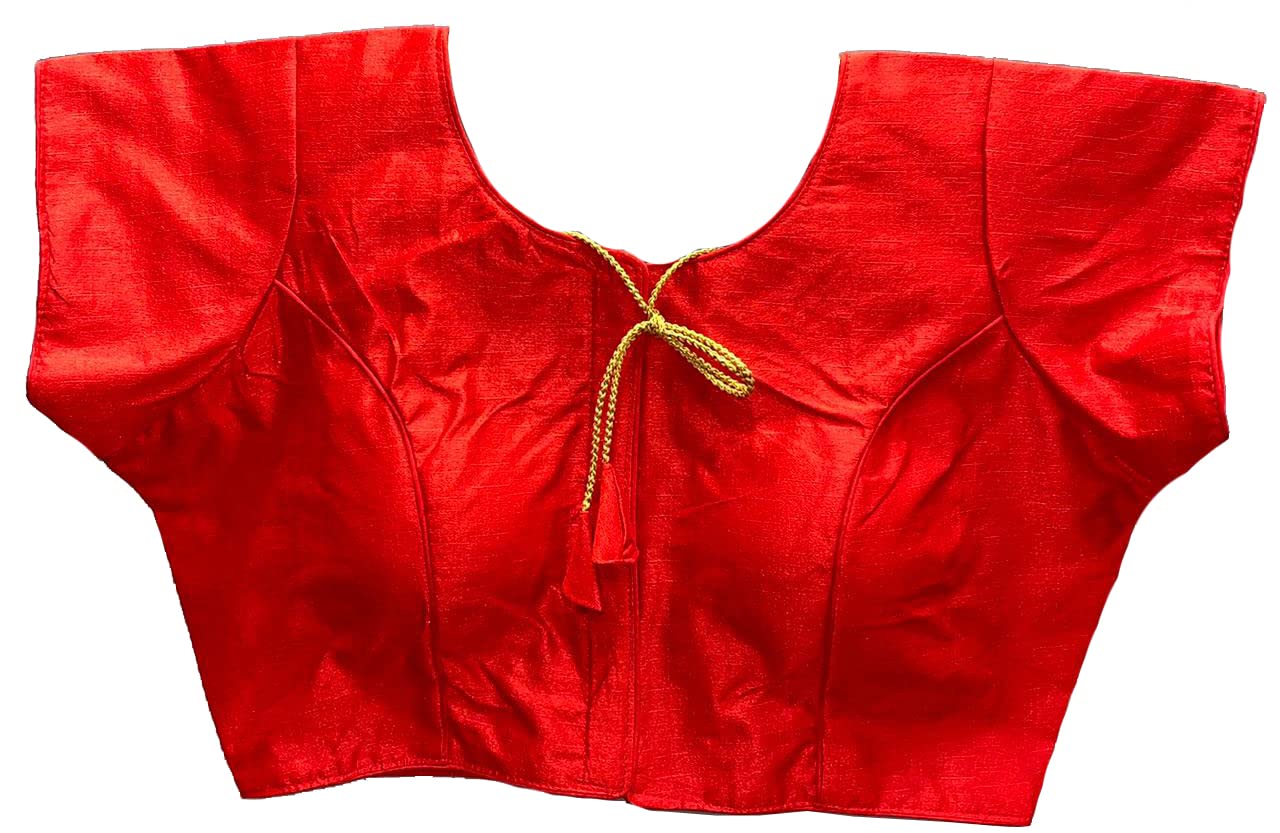 Vihu Fashion Women's Phantom Silk Short Sleeves Readymade Saree Blouse