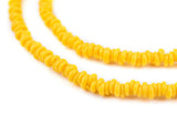 The Bead Chest Bright Yellow 4mm Glass Heishi Beads - 26 Strand of Indonesian Java Spacer Beads for Crafts & Jewelry Making