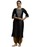 Libas Women'S Silk Embroidered Straight Kurta (G2734 Black
