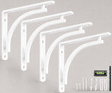 Classic White Heavy Duty Shelf Brackets 10 inch by Balin Designs – L Bracket, Wall Mounted Support, Shelving Metal Bracket, Decorative Shelf Brackets, with Hardware Included, Set of 4