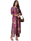 Anni Designer Women'S Rayon Blend Straight Printed Kurta With Pant (Kejri Purple_Xl_Purple_X-Large),Purple,XL