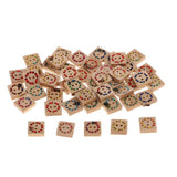 Ecomistiq 50Pcs Assorted Wooden Square Buttons Scrapbook Diy Sewing Craft Accessories | Buttons | Closures & Connectors | Sewing