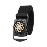 Niddleman Army Chakri Stylish Canvas Belt For Men| Black & Gold Chakri Buckle |MilitaryStyle, Adjustable For Casual And Formal 