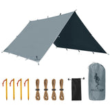 FREE SOLDIER Camping Tarp Waterproof Portable Multifunctional Outdoor Traveling Awning Backpacking Shelter Rain Tarp (Blue Gray 