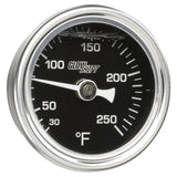 GlowShift Liquid Filled Mechanical 250 F Temperature Gauge - for Water Coolant or Oil Temp - 3/8-18 NPT Threaded Sensor - Black 