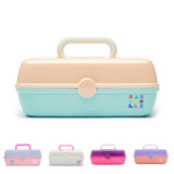 Caboodles Pretty in Petite Makeup Box, Two-Tone Peach on Seafoam, Hard Plastic Organizer Box, 2 Swivel Trays, Fashion Mirror, Se
