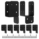 Rasugarlary 16pcs Black Caps Tie Bracket for 2x4 Post, Post Anchor Connector Carbon Steel Mounting Joist Hanger Brackets Wood Ti
