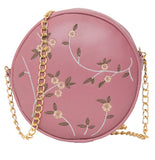 Adisa Women Girls Round Embroided Sling Bag (Sl5080) (D. Pink),D. Pink,,B0BPK2819T