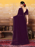 Satrani Womens Pure Georgette Saree (3321S163N_Wine)