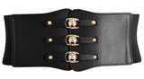 Nanxson Women Vintage Pu Leather DoubleBreasted Wide Obi Waist Band/Belt Pdw0077 (Black)