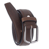 Louis Stitch MenS British Brown Italian Leather Belt Handcrafted American Style Waist Strap With Glossy Buckle Premium Formal B
