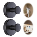 WellMade Suction Cup Hooks for Shower, Bathroom, Kitchen Waterproof & Rustproof Wall Hooks for Glass, Tile, Mirror(Matte Black,2