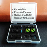 FLYUN 6Pairs Black Surgical Steel Eyeball Mens Earring Fake Gauge Earrings Men's Faux Plugs Earring for Men Studs with Screw Fla