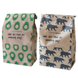 Lunchskins Recyclable Paper Lunch Bags, 5 1/8 x 10 1/2 Inches, Brown Paper Sacs With Note Area, Kraft Paper Bags 25 Avocado Prin