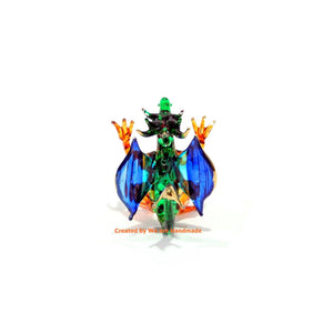 Handmade Mini 2 Blown Glass Dragon Figurines Figures Art,Collectible Dollhouse Gift Ideas,Miniature Fairy Tale Animals,Tiny Or