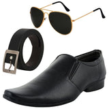 Vitoria Stylish & Fashionable Boys Formal Shoes With Free Belt & Unisex Black Avitor Sunglasses Combo/10