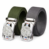 MenS Tactical Nylon Belt With Metal Buckle, Adjustable, Army Green And Grey, 2 Pack