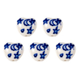 Elecrelive 5Pcs Ceramic Heart Beads Blue Moon Star Porcelain Spacer Beads Printed Ceramic Charms for DIY Bracelets Earring Neckl